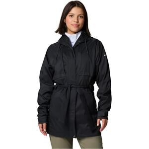 Columbia Women's Small Black Pardon My Trench III Jacket Hooded Belted K29-9